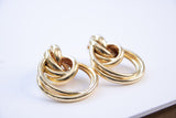 gold, boho earrings, circle earrings, layered, dangled earrings, open earrings