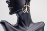 gold earring, circle earrings, layered, dangled earrings, pearl earring, geometric earrings